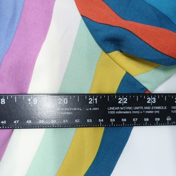 All In Favor Dress Womens 2XL Multicolor Striped 100% Polyester Surplice Neck - Picture 5 of 7